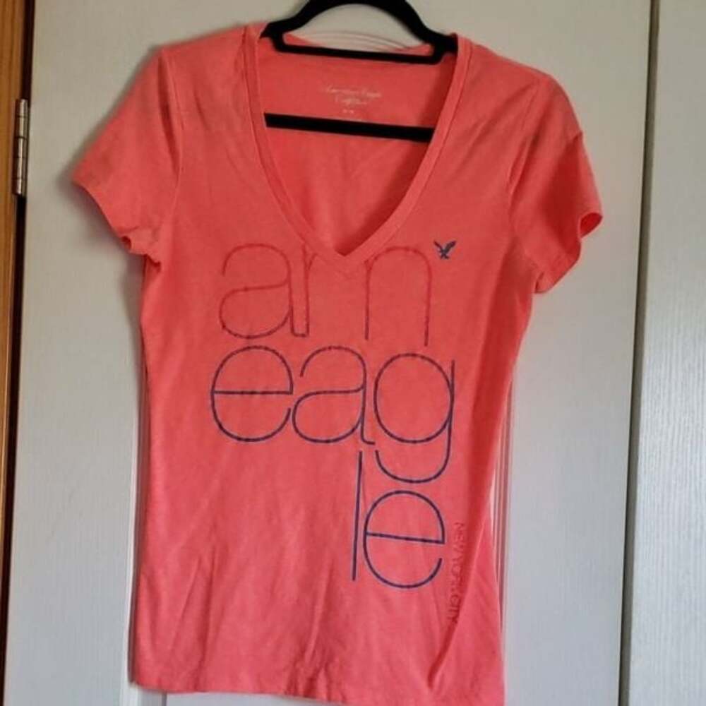 American‎ Eagle Orange Y2K Vinatge Short Sleeve T-Shirt Women M